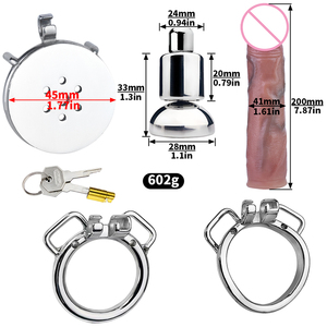 Gabbie di Castità in Metallo con Cintura Rosa Anti-Infedeltà, Gabbia per Pene con Grande Dildo in Silicone da 7,8 Pollici per Prodotti Sessuali Maschili Sissy - Product Image 5