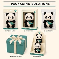 Peluche géante de panda mignon assis avec sac bandoulière et broderie, animal en peluche doux pour la décoration de chambre et cadeau pour enfants