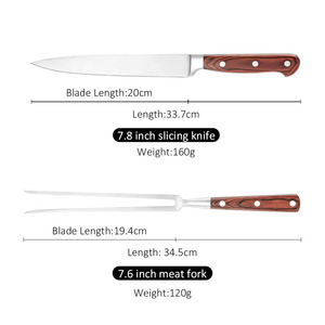 2 pezzi in acciaio inox intaglio coltello forchetta <span class=keywords><strong>con</strong></span> manico in legno in acciaio inox BBQ Set di <span class=keywords><strong>coltelli</strong></span> <span class=keywords><strong>da</strong></span> <span class=keywords><strong>cucina</strong></span> Set - Product Image 3