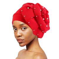 Foulard à fleurs perlées de couleur Pure, Hijab, Turban, Bonnet, Bonnet, chapeau