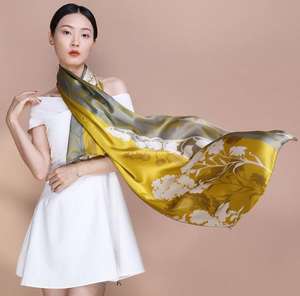 خدمات OEM & ODM ترحيب أنيقة Seide مطبوعة بنمط زهرة تصميم Syal <span class=keywords><strong>Sutra</strong></span> شخصية وشاح حرير طويل لفستان - Product Image 2