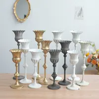 Европейская Цветочная Банкетная ваза, свадебное украшение, состаренные белые золотые винтажные высокие металлические вазы