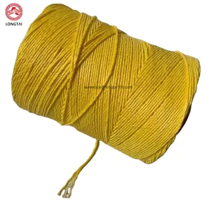 3ply 2mm yellow twisted pp rope twine slit film plied tying twines