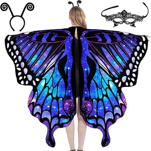 Disfraz de alas de mariposa con máscara y antenas para mujer, accesorios de fantasía para fiesta de Halloween para adultos - Product Image 1