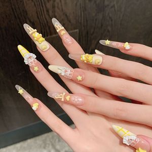 Nouveau produit lancé - Ongles pressés faits à la main, style mignon, œil de chat, points bruns rayés - Product Image 4