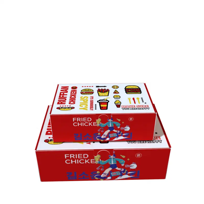 Boîtes d'emballage de poulet frit en carton de restauration rapide Boîte de papier pliable à emporter avec logo personnalisé