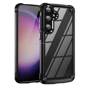 Armor Design Fall Protection Cover 2 in 1 TPU PC Transparent Electroplated Buttons Phone Case For Samsung A14 5G