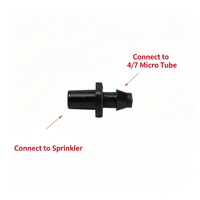 Raccord droit à simple barbe pour micro-tube 4/7 mm, pour ruban goutte-à-goutte 6 mm, en plastique/PE noir, pour irrigation goutte-à-goutte