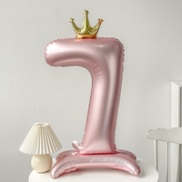 Chiffre 1 géant en aluminium rose de 40 pouces, à assembler, à l'hélium, thème Princesse, pour Baby Shower et Premier Anniversaire