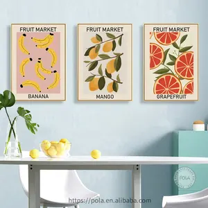 딸기 레몬 카드 칵테일 음료 캔버스 회화 미적 벽 예술 포스터 및 인쇄 주방 바 거실 장식