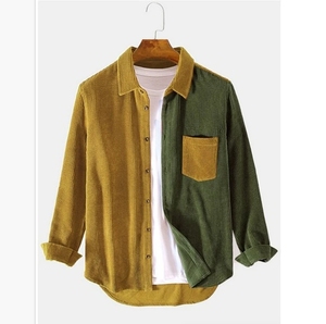 Soldes de liquidation Chemise en velours côtelé pour homme - Haut décontracté à manches longues printemps/automne avec poche en <span class=keywords><strong>patchwork</strong></span> (Vêtement de qualité tendance) - Product Image 4