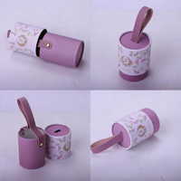 Boîte cadeau cylindrique en papier imprimé sur mesure avec poignée, emballage rond en carton pour dragées de mariage, bonbons, chocolats, bijoux