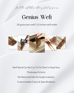 Extensión de cabello de trama a mano de 20g, extensiones de cabello humano ruso Remy 100%, trama atada a mano, trama doble dibujada Genius - Product Image 3