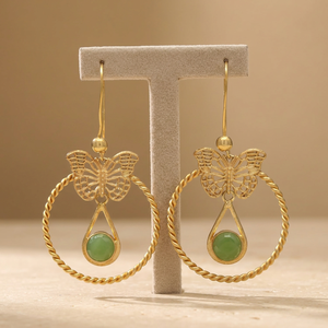 Boucles d'oreilles en laiton faites à la main avec diamants, style ethnique bohème pour enfants, plaqué rhodium - Product Image 2