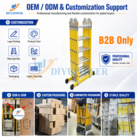 DIYU Échelle articulée 4 sections moderne certifiée ISO9001, non conductrice, semi-isolée, en PRV, anti-corrosion, pour usage extérieur et électrique