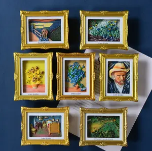 World Famous Painting Van Gogh Series Starry Sky Sunflower 3D Painting Fridge Magnets