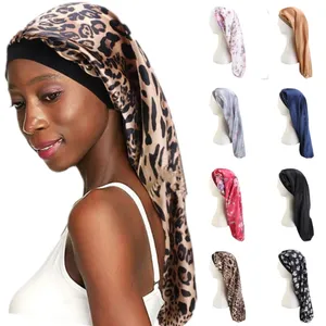 Topi Bonnet Rambut Tidur Wanita, Motif Bunga Elastis Topi Turban Panjang