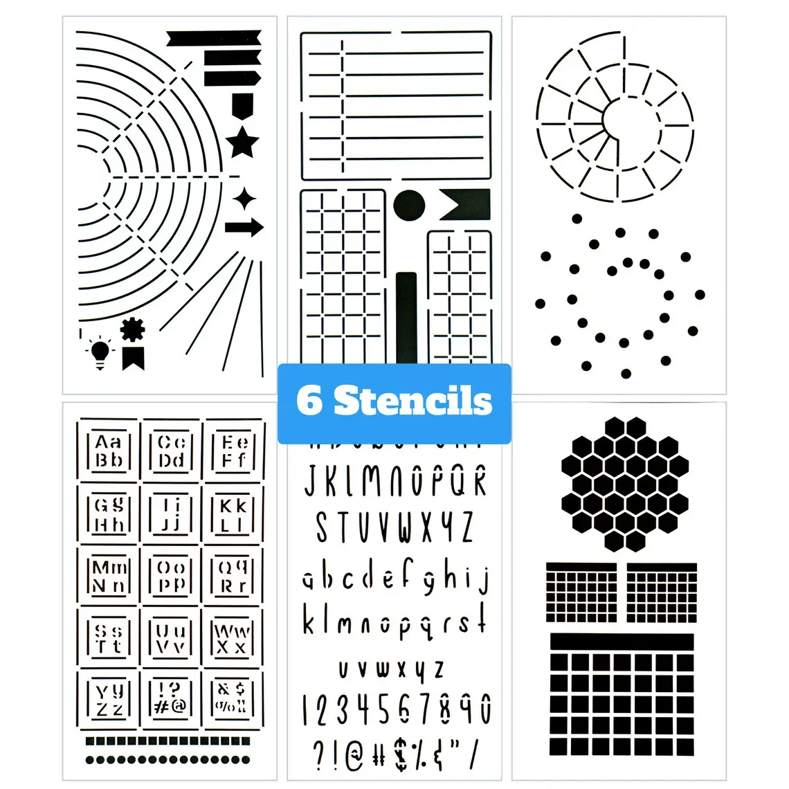 Drop Shipping 6 Pack Plastic Custom Stencil Notebook Stencil Journals Planners, Templates, To Do Lists, Habit Trackers