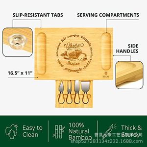 Royal Bamboo <b>Cheese</b> Board With Cutlery Set 30x40 Cm For Party Snacks And Dessert Serving - Product Image 3