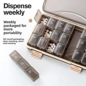 Portable Multi-Compartment Travel Pill <b>Box</b> Cross-Border Medicine Dispensing and <b>Storage</b> <b>Box</b> with Convenient <b>Storage</b> Bin - Product Image 1