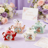 Boîtes à bonbons pliables en forme de théière florale jetables Nicro, pour cadeaux de retour pour invités de mariage ou d'anniversaire, emballage en papier