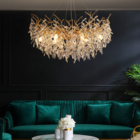 Lustre entièrement en cristal doré, nouveau plafonnier LED rond moderne pour salon, salle à manger, grandes luminaires d'hôtel