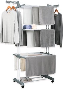Moderno Perchero Metálico Ecológico de Tres Niveles Ajustables y Duradero con <span class=keywords><strong>Base</strong></span> de Mármol para Organizar Ropa en el Baño - Product Image 2