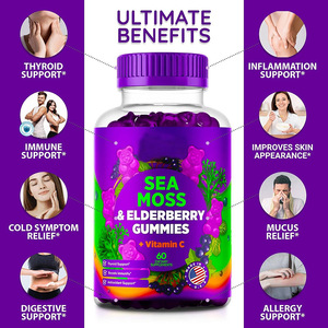 Private Label Adult Vegan Sea <strong>Moss</strong> Elderberry Gummy Candy Vitamin <strong>C</strong> Zinc Strength Immune Support Detox Energy Sleep Aid - Product Image 4