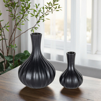 Vase en céramique écologique fait à la main à rayures blanches modernes FANGSHENG, centre de table, jardinière avec dispositif pour fleurs séchées