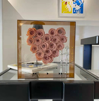 Boîte cadeau en acrylique en forme de cœur - Boîte de présentation transparente pour roses éternelles, boîte de rangement pour bouquets