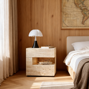 Mesita <span class=keywords><strong>de</strong></span> Noche <span class=keywords><strong>de</strong></span> Diseño Italiano Moderno en Color Albaricoque, con <span class=keywords><strong>Luz</strong></span> LED y Almacenamiento, Muebles <span class=keywords><strong>de</strong></span> Dormitorio - Product Image 4