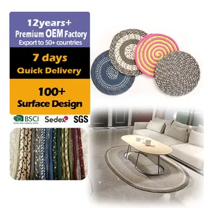 Artistic home decor bedroom living room floor mat carpets cord floor mat woven knitted rope braided rug