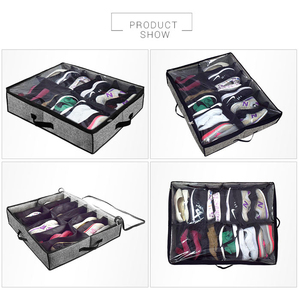 Boîte de rangement pour chaussures, transparente, pliable, en tissu non tissé, à carreaux - Product Image 6