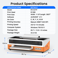 Printer DTF Flatbed 30cm untuk Toko Percetakan Kecil, Mesin Transfer Film DTF untuk Pencetakan Kaos Personalisasi