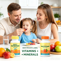 Multivitamines pour enfants en croissance, marque privée d'usine, végétaliennes, minérales, complément essentiel pour adolescents, bébés, gommes multivitaminées pour enfants