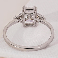 Bague de fiançailles en or massif 10K/14K/18K avec diamant de laboratoire taille radiant 2 carats et grappe latérale à cinq pierres, certifiée IGI, personnalisable CVD/HPHT