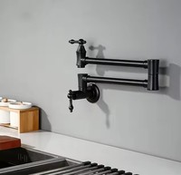 Robinet de remplissage mural Lusa en laiton massif doré brossé, double articulation, bras pivotant, pour cuisinière, deux poignées, vente en gros OEM
