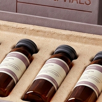 Boîte rigide personnalisée rose avec couvercle et base pour flacons de peptides (6 flacons), en carton, avec éponge, logo estampé à chaud, impression offset