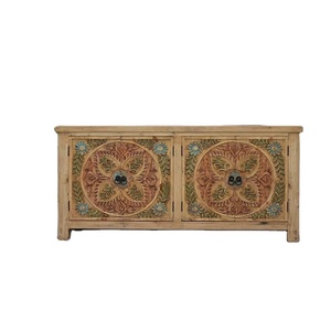 Antique Asian Hand Carved Buffet Cabinet