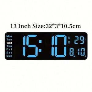 Horloge numérique à quartz de 7 pouces avec minuterie de sommeil, télécommande, affichage de la date/du jour, grande horloge LED au design moderne pour bureau - Product Image 3