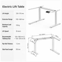 Nouveau bureau d'ordinateur électrique réglable en hauteur en métal blanc personnalisé, table de bureau relevable, bureau debout pour salon