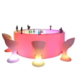 वाणिज्यिक बार काउंटर चमक रंगीन प्लास्टिक पार्टी बार टेबल चमक फर्नीचर का नेतृत्व किया