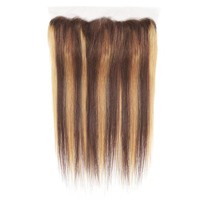 Perruque 13x4 en cheveux humains brésiliens bruts, couleur marron P4/27, perruques frontales en dentelle, cheveux cambodgiens raides ou bouclés avec mèches pour femmes