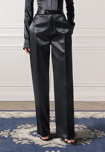 Pantalones de Satén de Cintura Alta y Pierna Ancha para Mujer, Color Sólido, Largos, Corte Holgado, Antiarrugas, Estilo Elegante, para Otoño - Product Image 3
