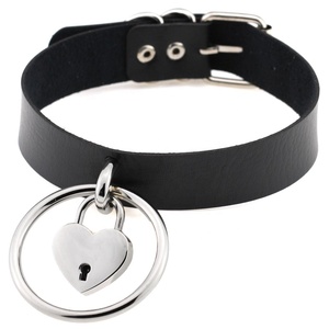 Gargantilla de cuero hecha a mano Harajuku, moda Sexy, cinturón Punk <span class=keywords><strong>Rock</strong></span> gótico, Collar redondo con cierre de corazón, Collar de tuerca - Product Image 1