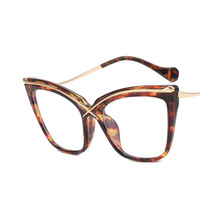 Lunettes anti-lumière bleue unisexes œil de chat, monture large, style européen et américain, en PC, noires transparentes, pour la lecture