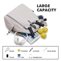 Sac à dos de sport décontracté et grand format en polyester résistant à l'eau avec fermeture éclair pour le tennis et le pickleball, pour femmes et hommes