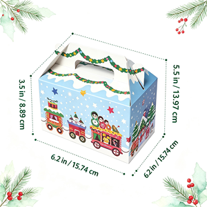 Factory Wholesale <b>Christmas</b> Treat <b>Boxes</b> with Handle 9 Designs Xmas Cardboard Gable Gift <b>Boxes</b> for Cookie Candy Party Favor - Product Image 6