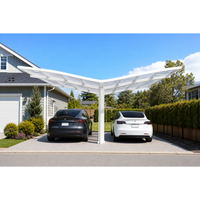 Abri de voiture moderne à double couche en aluminium avec protection UV pour jardin extérieur, stationnement pour 2 voitures