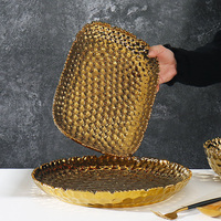 Service de table en porcelaine fine, électro-plaqué, vaisselle royale de luxe, ensemble de vaisselle en céramique dorée